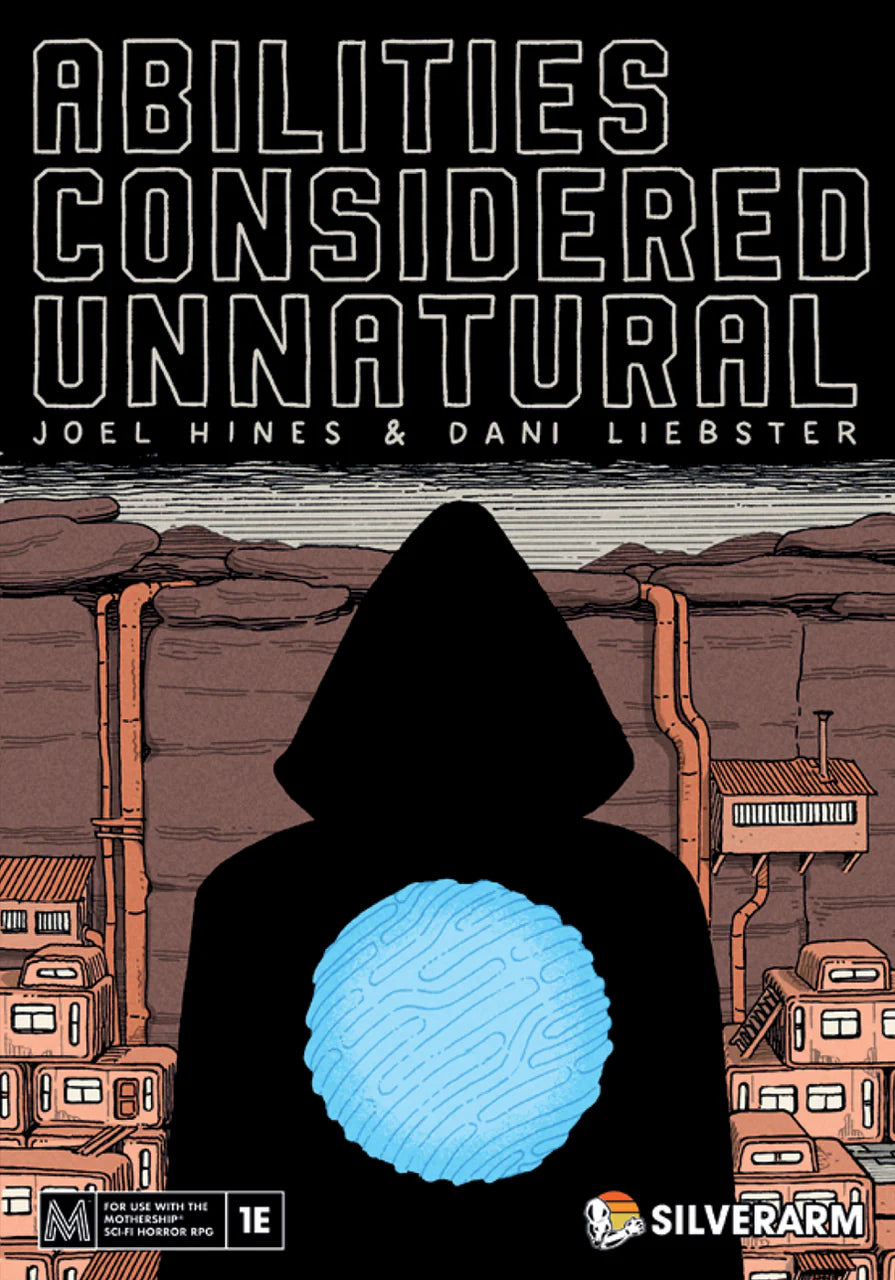 Product featuring a hooded figure with a glowing blue circle and the text Abilities Considered Unnatural.