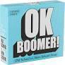 OK Boomer party game box, blue with bold white title and smaller party game text at the bottom.
