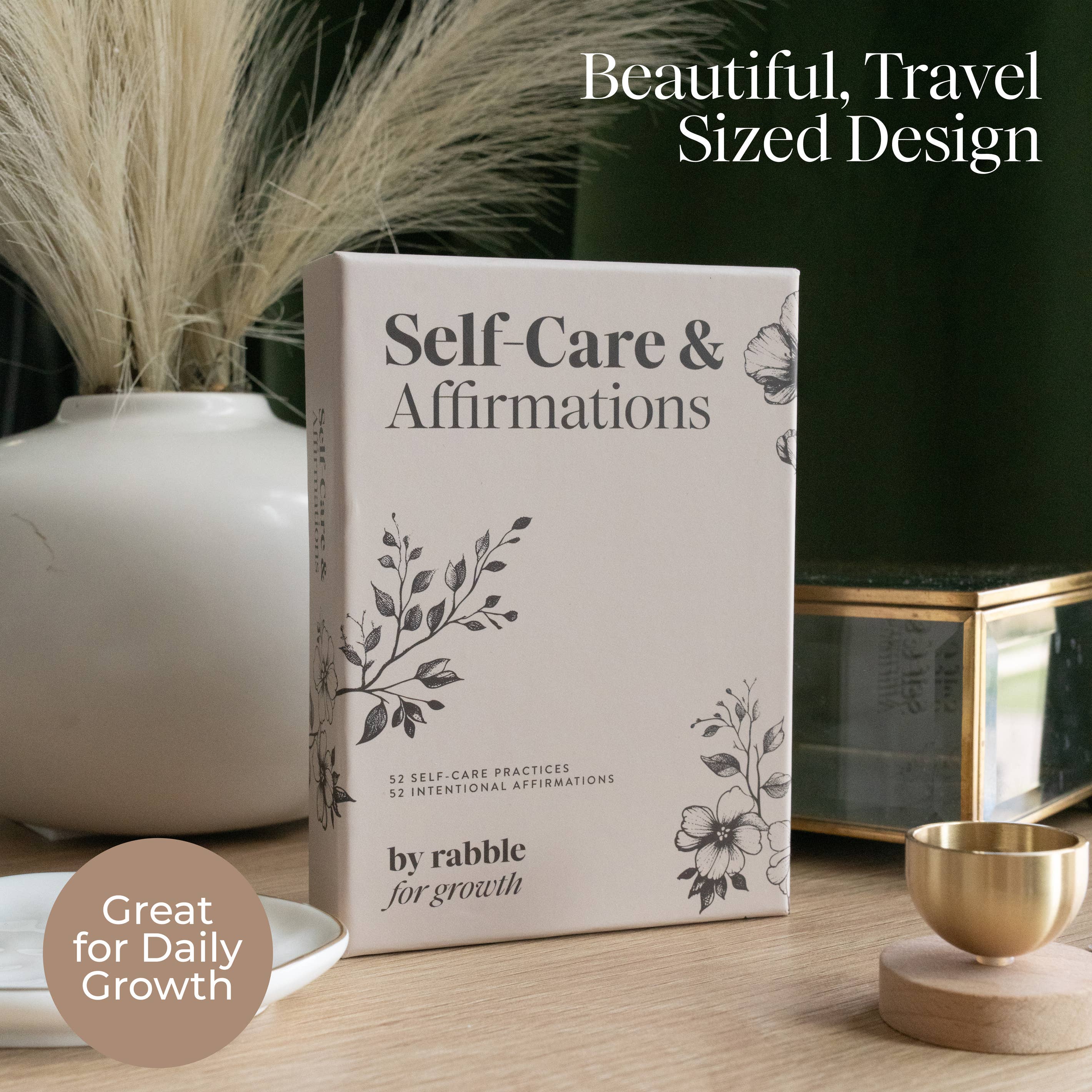 Self-Care & Affirmations box with intention cards displayed.
