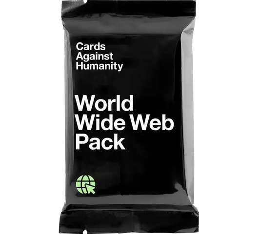 Cards Against Humanity: World Wide Web Pack, black box with green globe icon at the bottom.