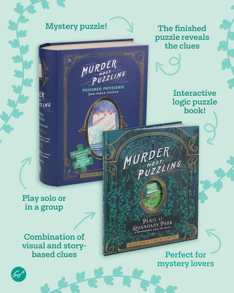 Murder Most Puzzling: Peril at Quandary Park illustrated country estate mystery puzzle book.