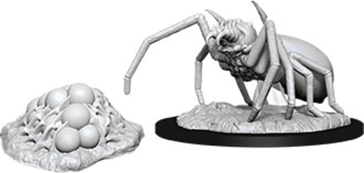 D&D: NMU Giant Spider & Egg Clutch W12 miniatures on bases for tabletop gaming.