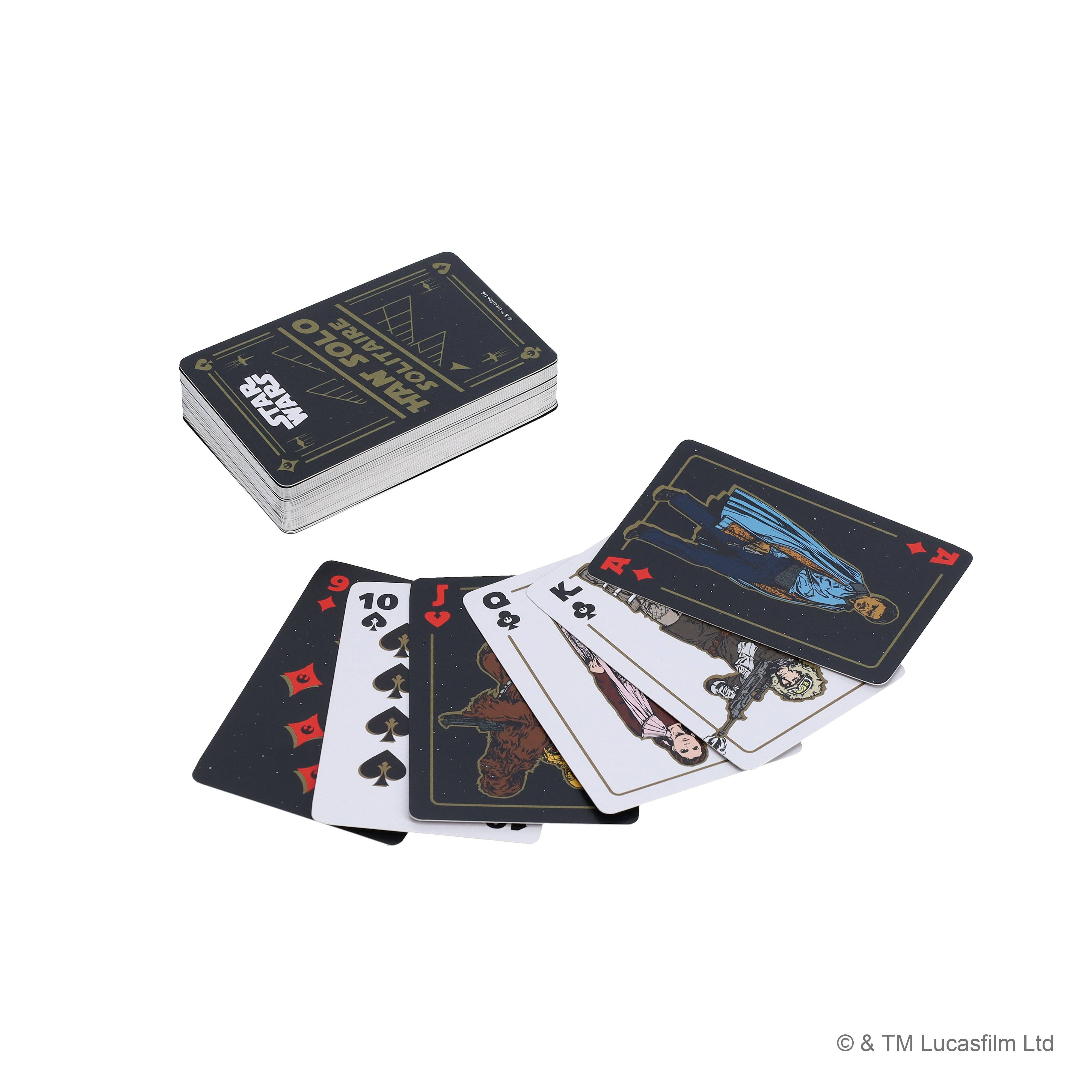 Star Wars Han Solo Solitaire Card Game cards displayed fanned out on a white background.