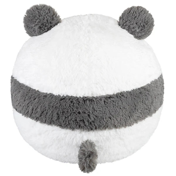 The Baby Panda III Squishable (15) is a round, fluffy panda pillow with gray ears, stripe, and tail.
