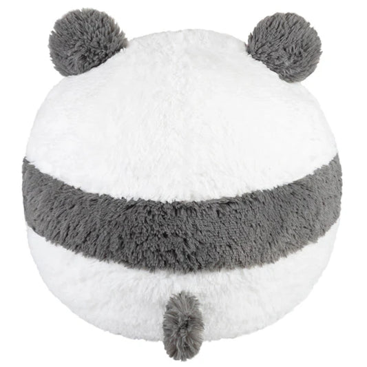 The Baby Panda III Squishable (15) is a round, fluffy panda pillow with gray ears, stripe, and tail.