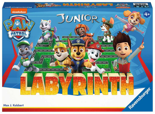Labyrinth Jr. PAW Patrol board game featuring maze and characters, for preschoolers ages 4 and up.