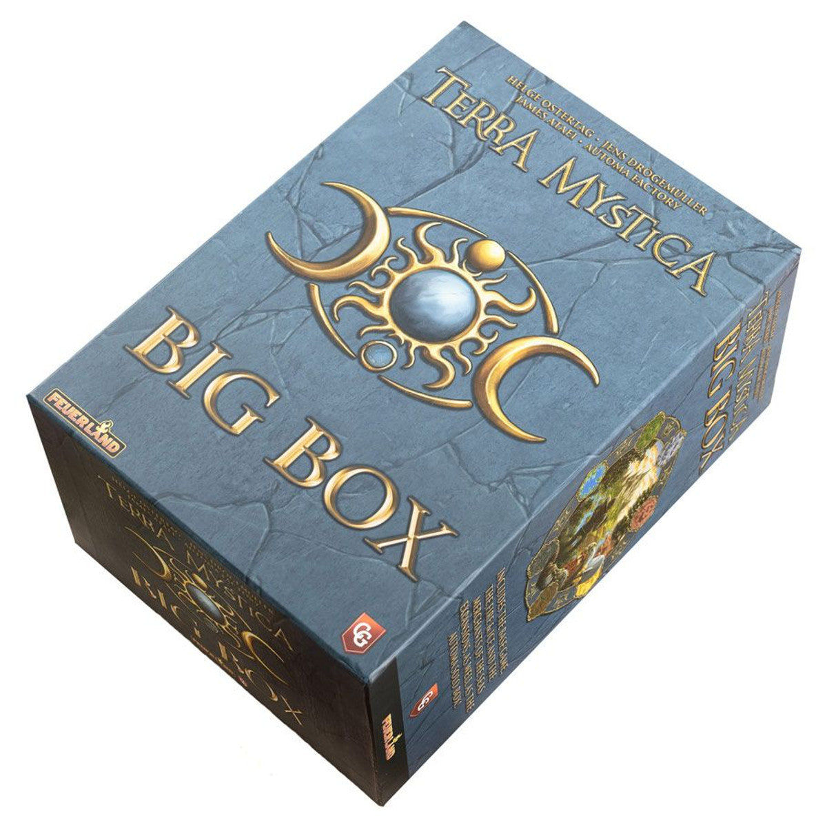 Terra Mystica: Big Box strategy board game with blue and gold-accented design.