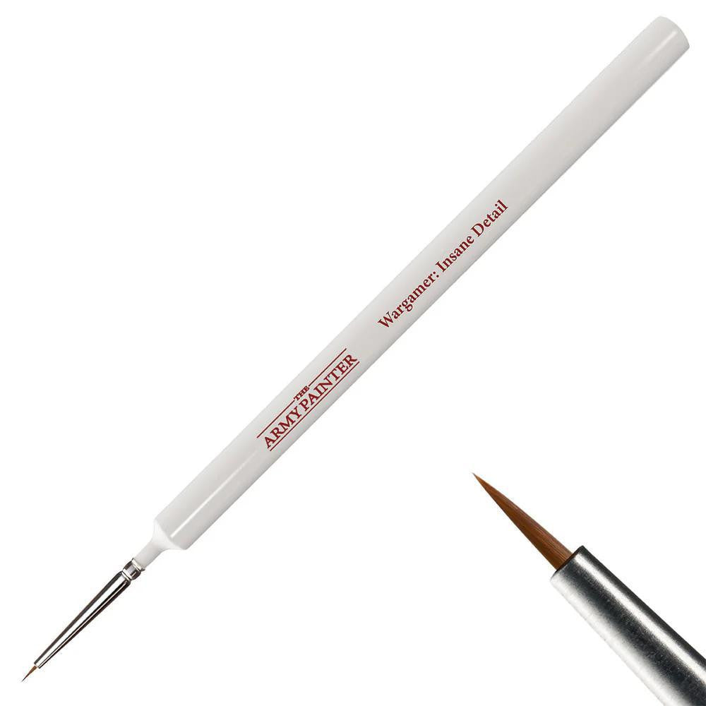 The Wargamer Brush - Insane Detail, a white-handled miniature paintbrush with a fine pointed tip.