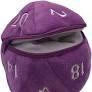 PhandelverCam d20 Plush Dice Bag, purple zippered pouch.