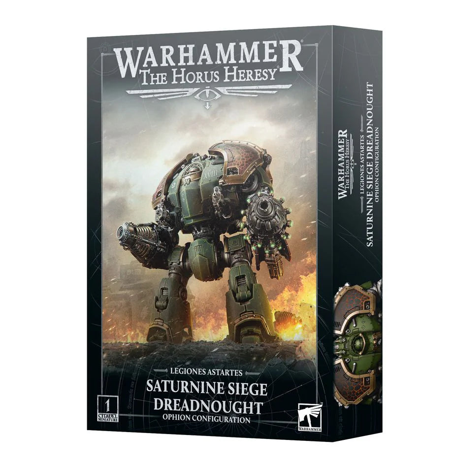 Boxed Horus Heresy Legiones Astartes Saturnine Dreadnought Ophion model kit.