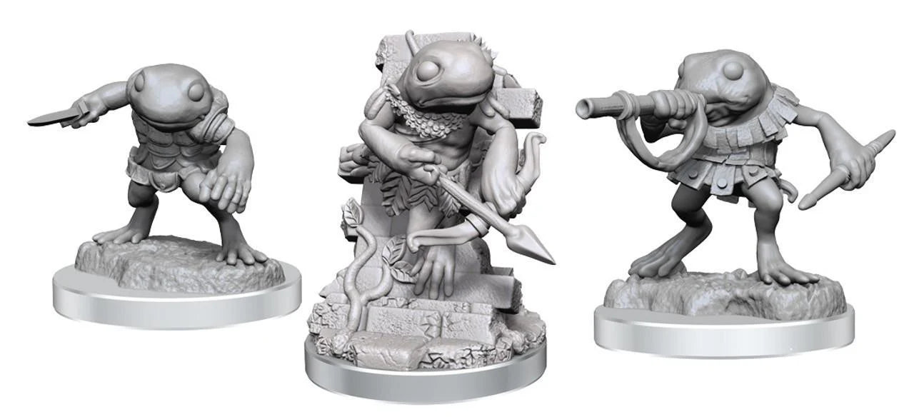 D&D: NMU: Grungs W18—set of three armed and armored tabletop miniatures.