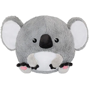 Squishable Baby Koala plush, round and gray with large ears, black nose, and pink paw pads.