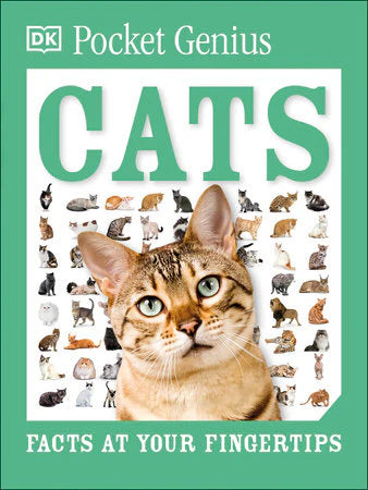 Pocket Genius: Cats book cover with close-up and small images of various cat breeds.