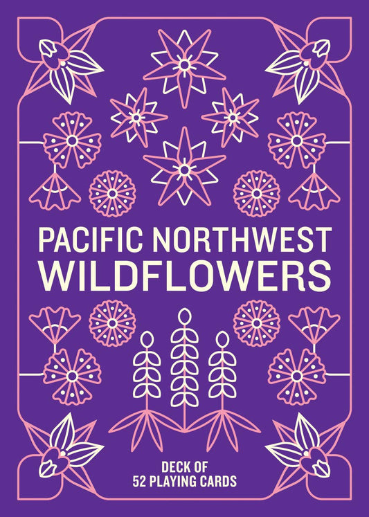 Pacific Northwest Wildflowers Deck, purple box with pink and white flower illustrations.