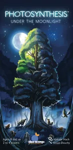 Photosynthesis: Under the Moonlight board game with animals by a glowing tree under a full moon.