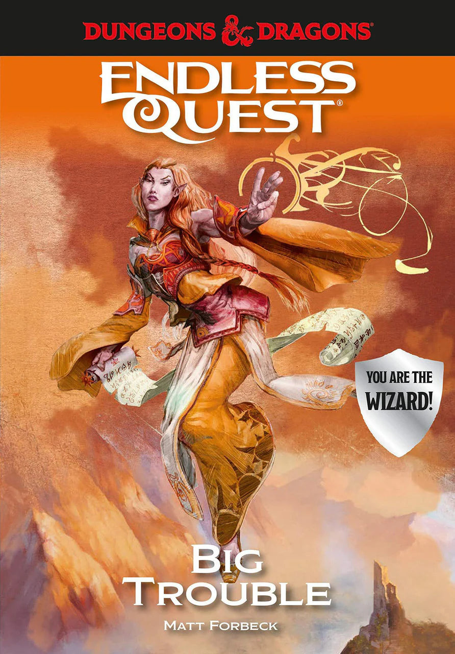 Dungeons & Dragons: Big Trouble, Forgotten Realms adventure gamebook featuring a wizard protagonist and interactive choices.
