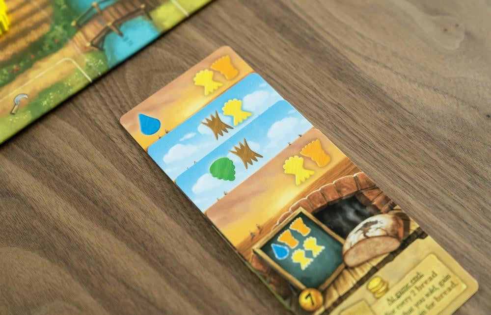 Beer & Bread two-player card game with worker and bread icons shown on cards.