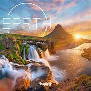 Earth board game box featuring a waterfall and mountain landscape at sunrise.