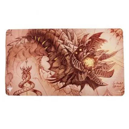 Wurmcoil Engine Schematic Art Playmat (BRO) for Magic: The Gathering with a fantasy dragon design.