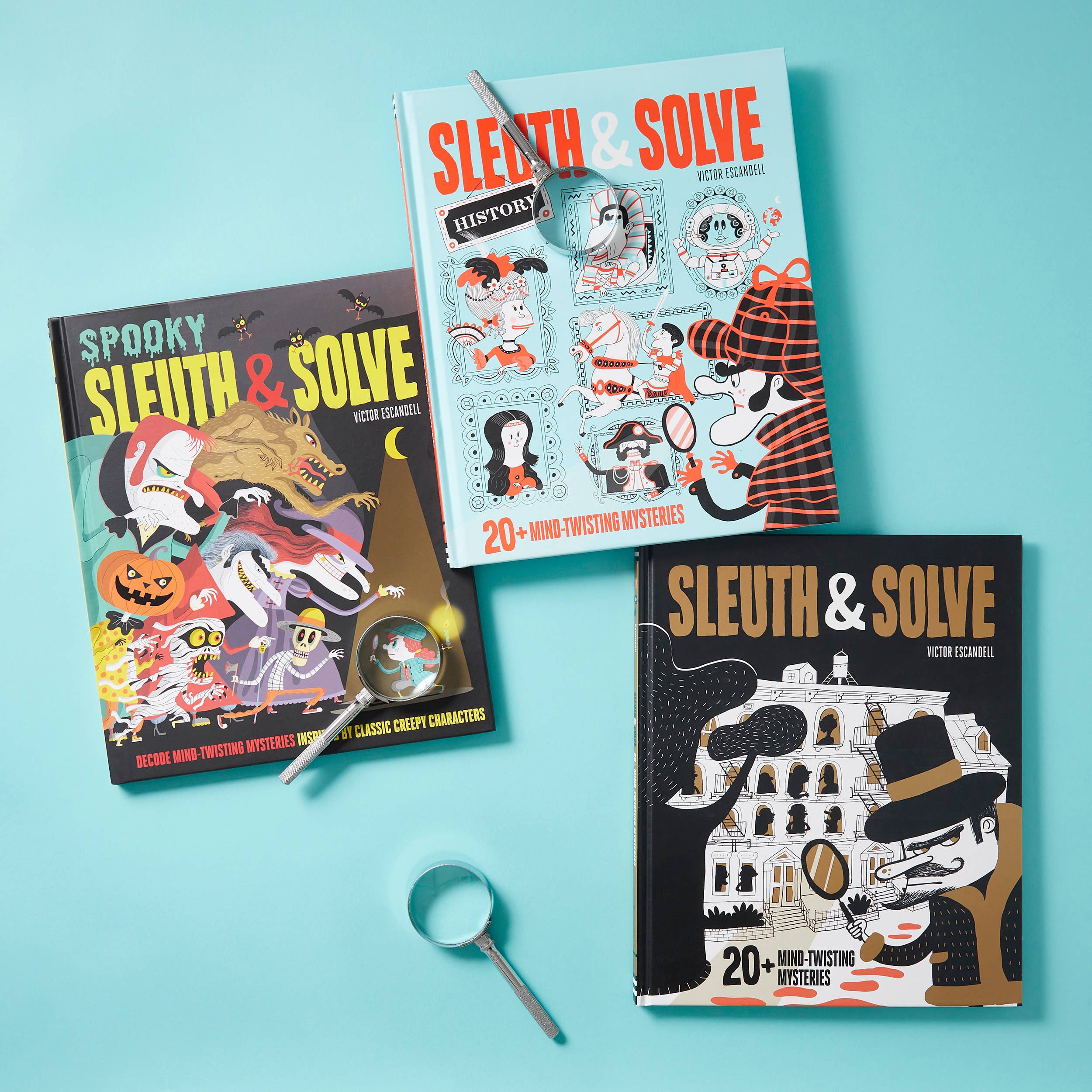 Sleuth & Solve set of three illustrated books featuring history mysteries and critical thinking.