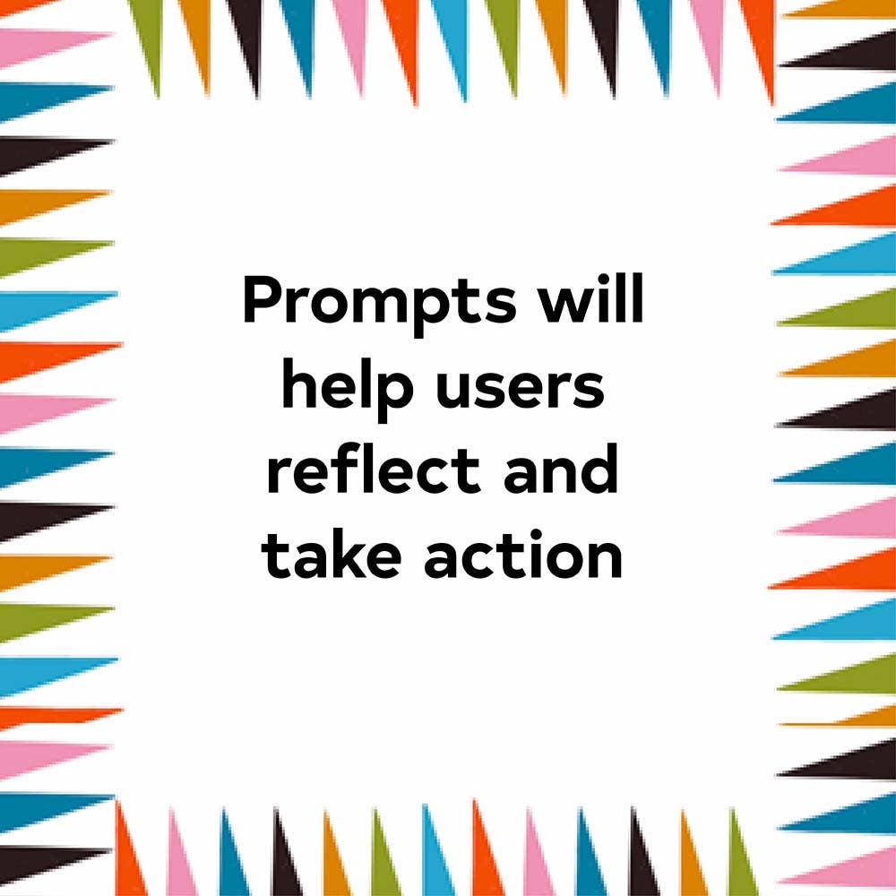 The Live Your Values Deck with prompts on each card, bordered by colorful triangles.