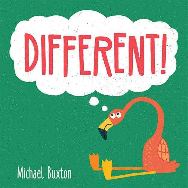 Picture book cover featuring an illustrated flamingo and the title “Different”.