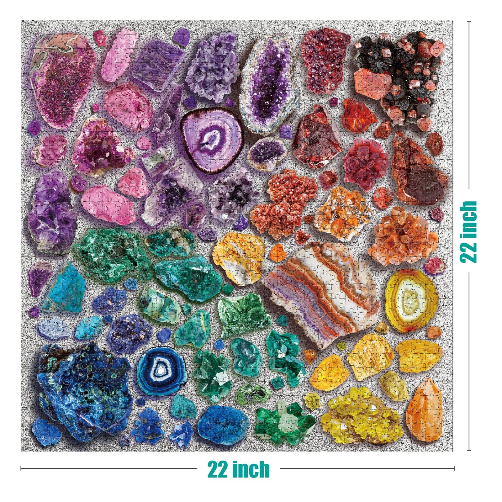 Chromatic Crystals 1000 Piece Jigsaw Puzzle featuring a collage of colorful crystals.