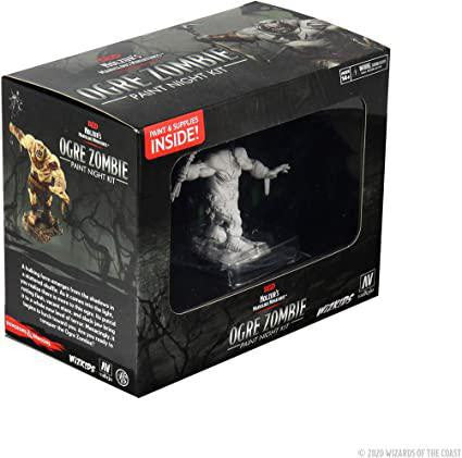 D&D Nolzurs Marvelous Unpainted Miniatures: Ogre Zombie Paint Night kit with paints and art supplies in box.