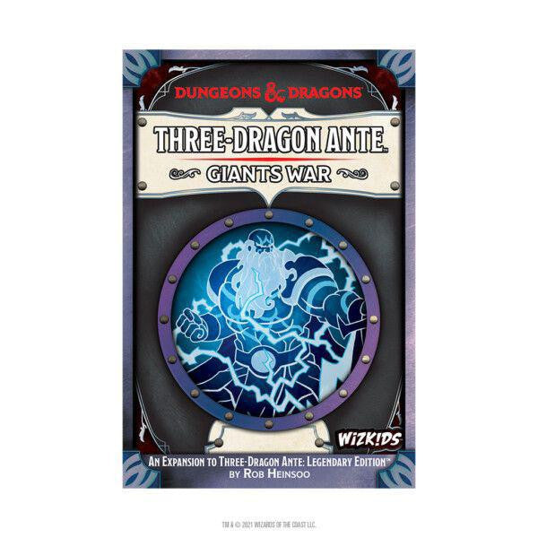 Dungeons & Dragons: Three-Dragon Ante - Giants War Expansion box cover featuring a blue giant with lightning.