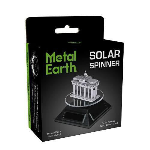 Solar Spinner Stand for Metal Earth Steel Model Kits, shown rotating a model on a black background.