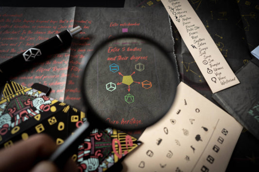Family Secrets Series: Episode 12 - Bloodlines with a hand holding a magnifying glass over diagrams.