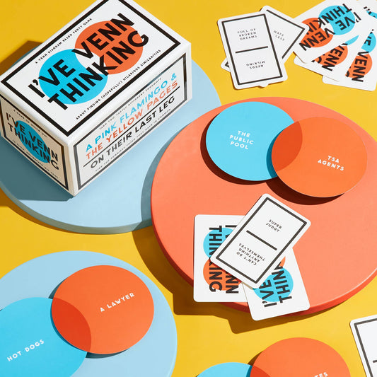 Ive Venn Thinking party game with colorful Venn cards displayed.