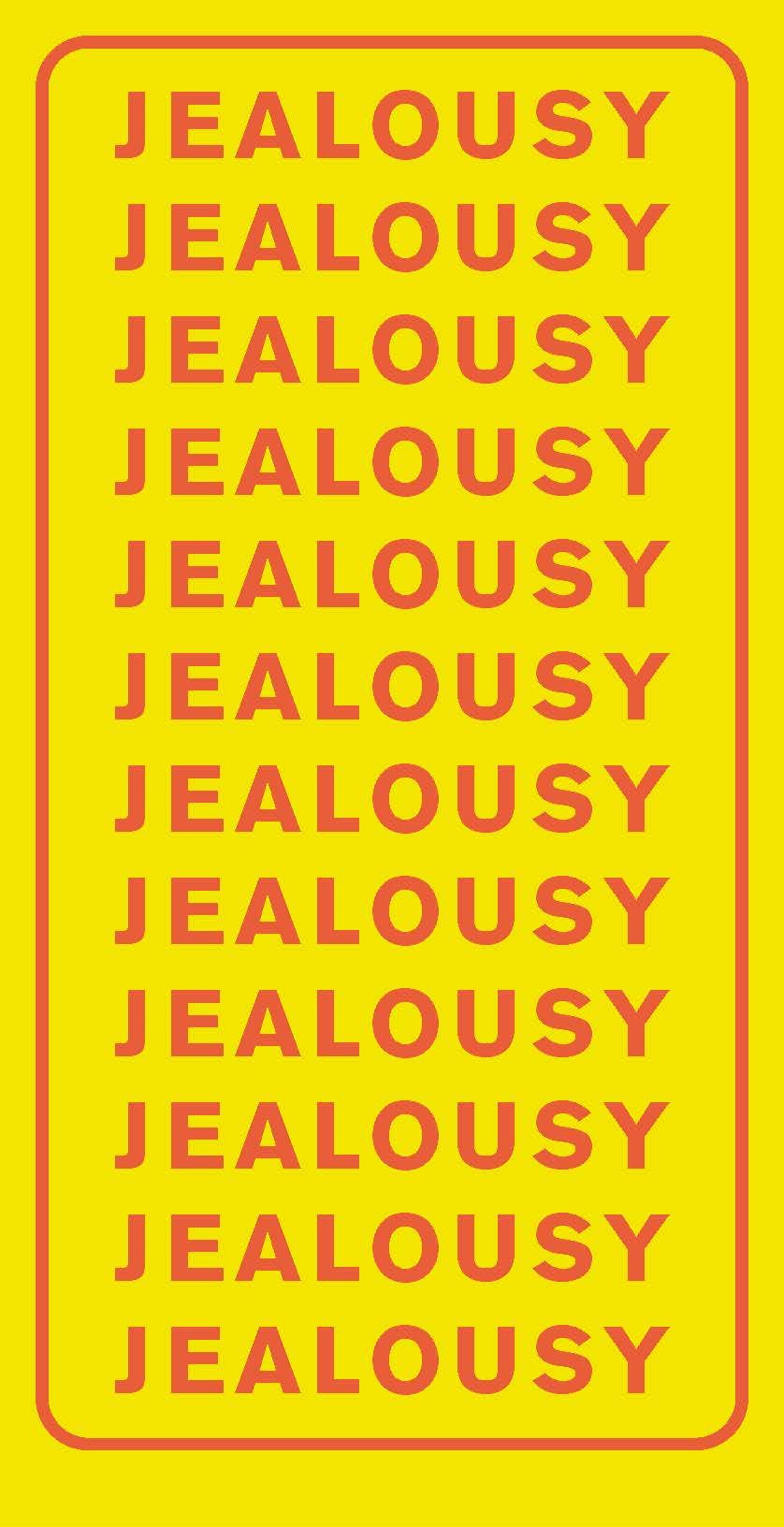 Artists Deck card featuring JEALOUSY repeated in red on a yellow background.