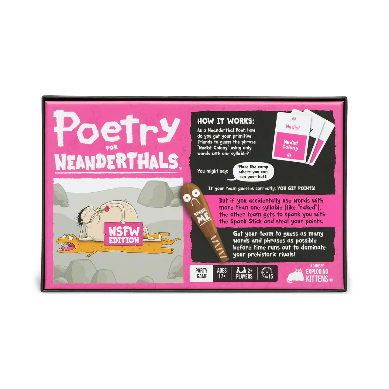 Poetry for Neanderthals NSFW edition box, adult word game with cartoon caveman and instructions included.