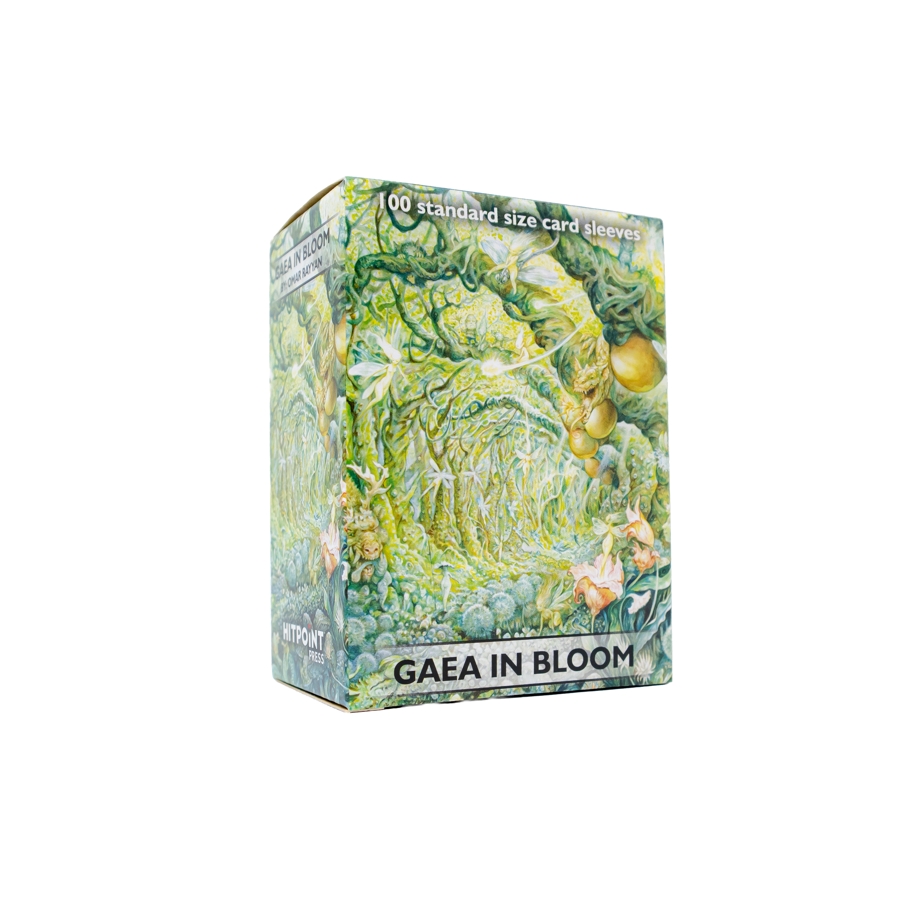 Dragon Shield Matte Sleeves, Gaea In Bloom, archival-safe, standard size, green fantasy artwork by Omar Rayyan.