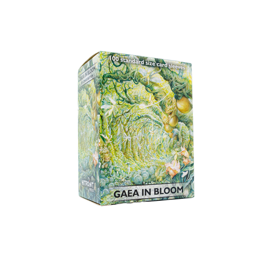Dragon Shield Matte Sleeves, Gaea In Bloom, archival-safe, standard size, green fantasy artwork by Omar Rayyan.