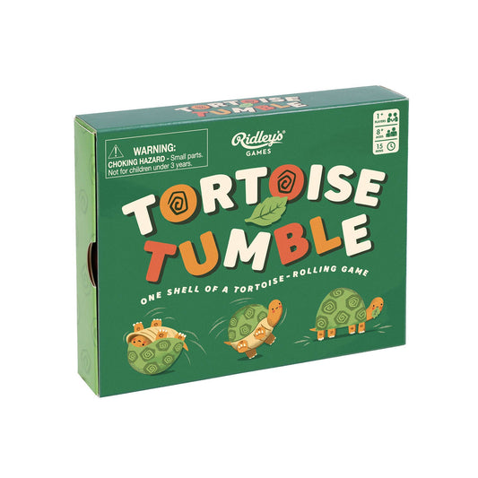 Tortoise Tumble game box with illustrated tortoises and light strategy gameplay details on the front.