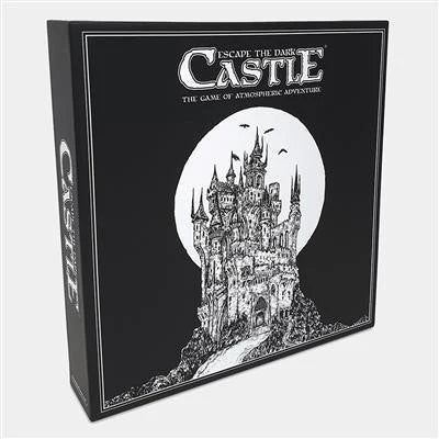 Escape the Dark Castle board game box featuring a black-and-white castle illustration.