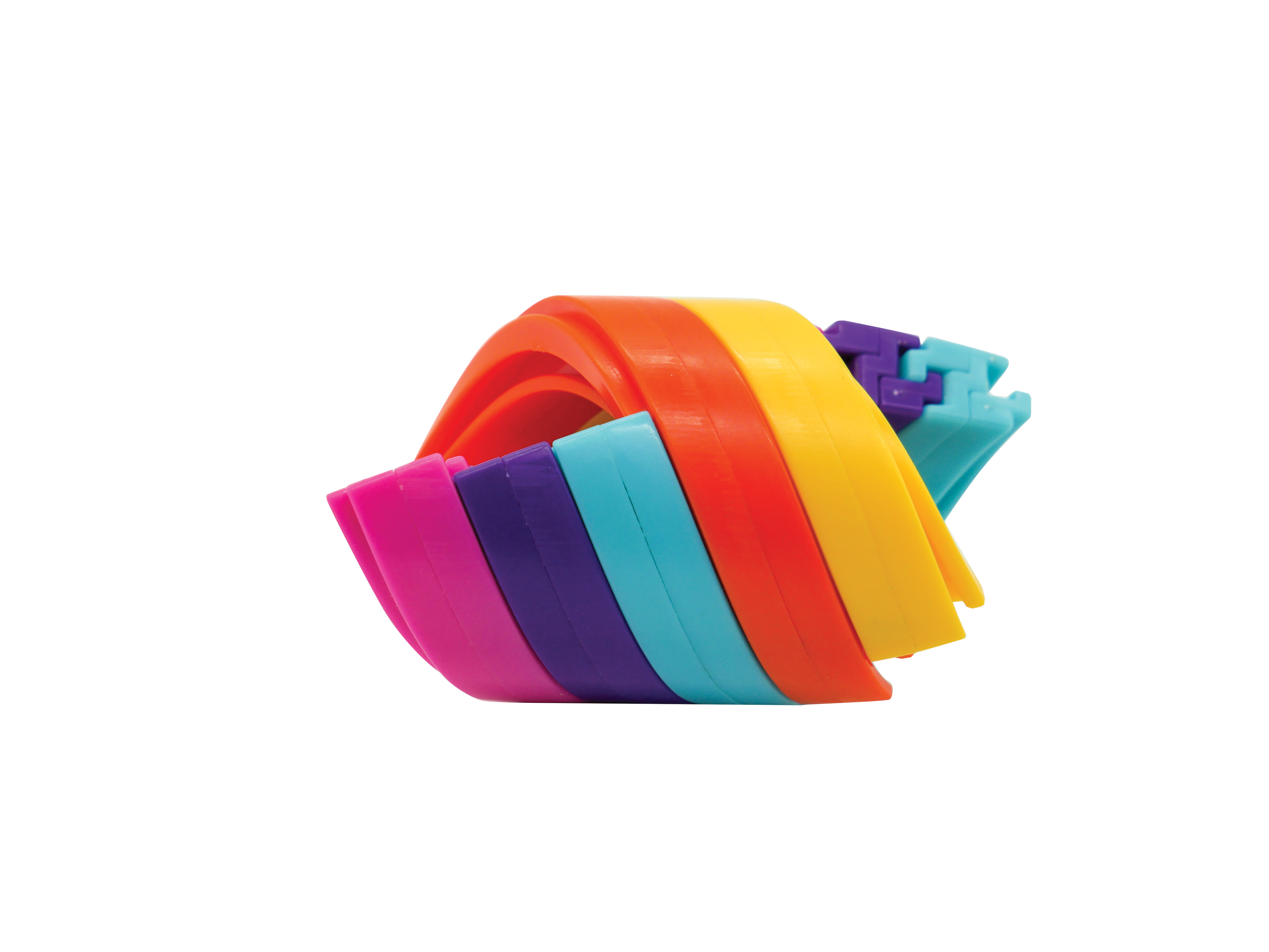 Hypno-Twist Rainbow Fidget silicone wristband in multiple colors.
