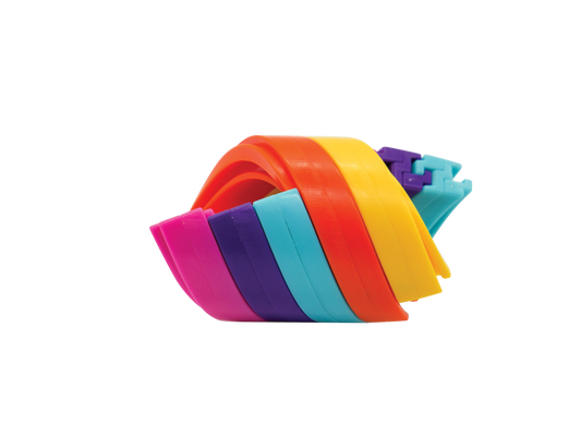 Hypno-Twist Rainbow Fidget silicone wristband in multiple colors.