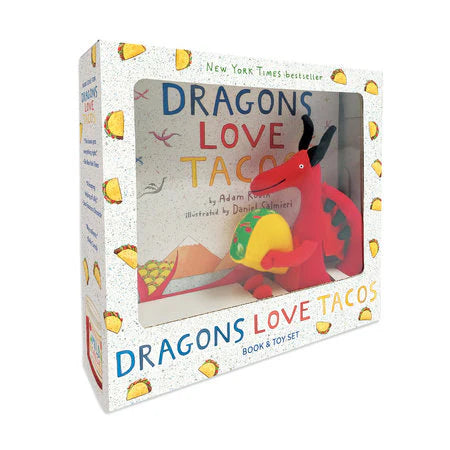 Dragons Love Tacos Book and Toy Set with storybook and dragon plush holding a taco.