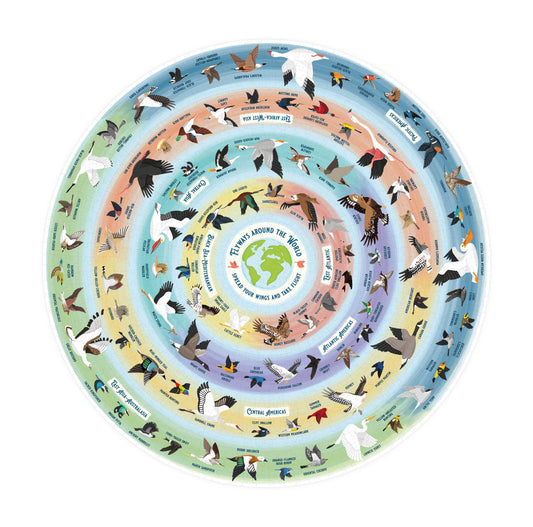 Bird Lover’s 1000-piece jigsaw puzzle showing a circular bird migration chart.
