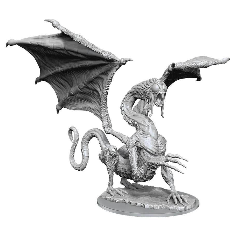 D&D: NMU: Jabberwock W17 gray model featuring a multi-limbed winged dragon on a round base.