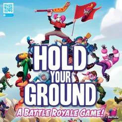 Hold Your Ground strategy board game box with animated heroes and bold game title text on the cover.