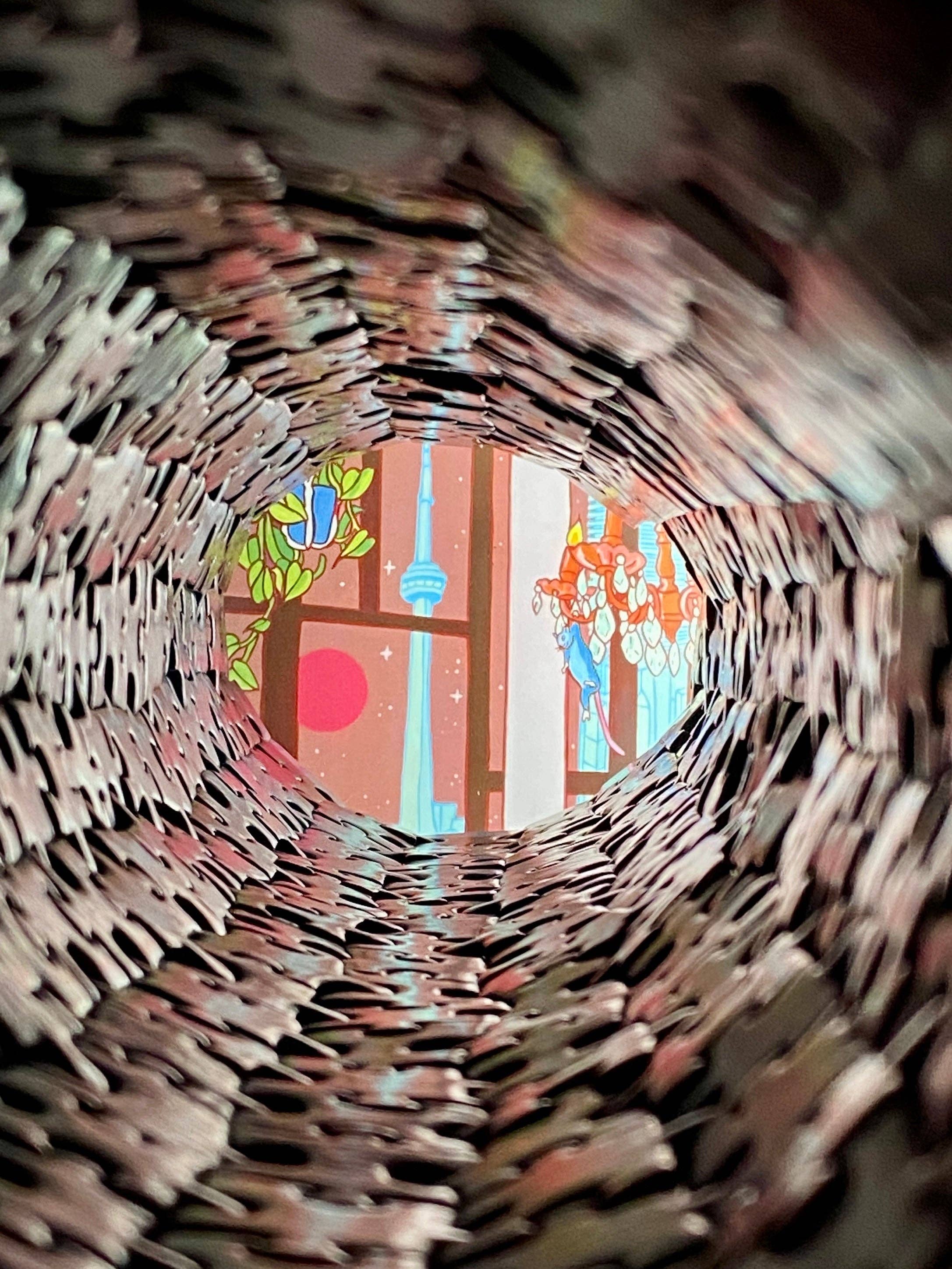 Just a girl in Toronto 1000-piece puzzle by Jules Monson, partially assembled with scattered pieces.