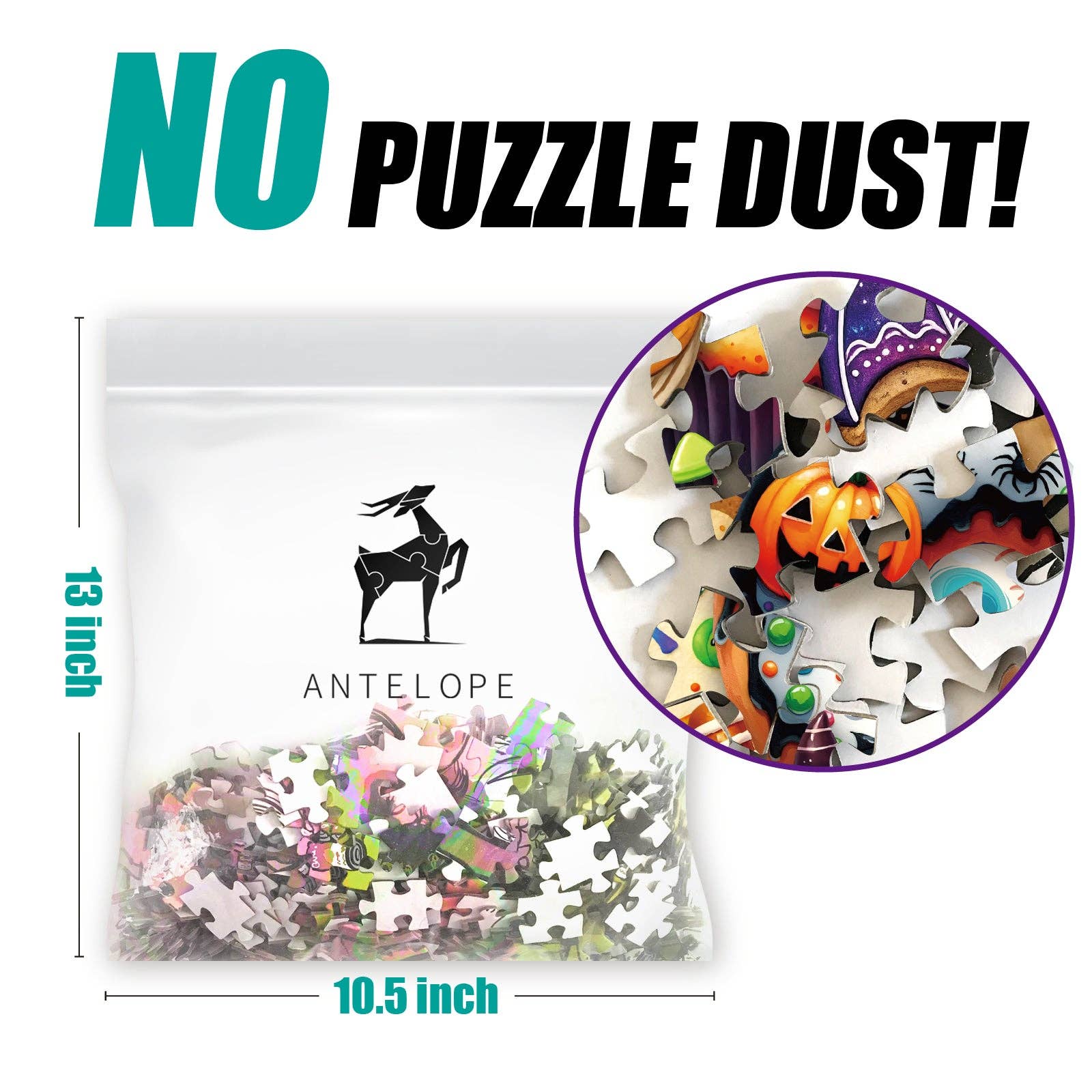 Antelope 1000 Piece Puzzle for Adults, Spooky Sweet Treats variant, matte pieces, clear bag, no puzzle dust.