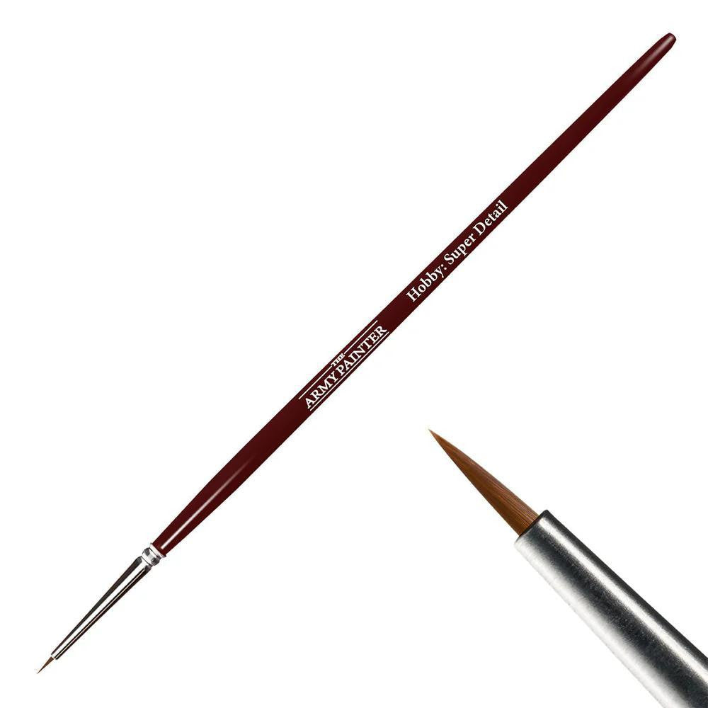 Army Painter Hobby Brush - Super Detail with brown handle and fine tip.