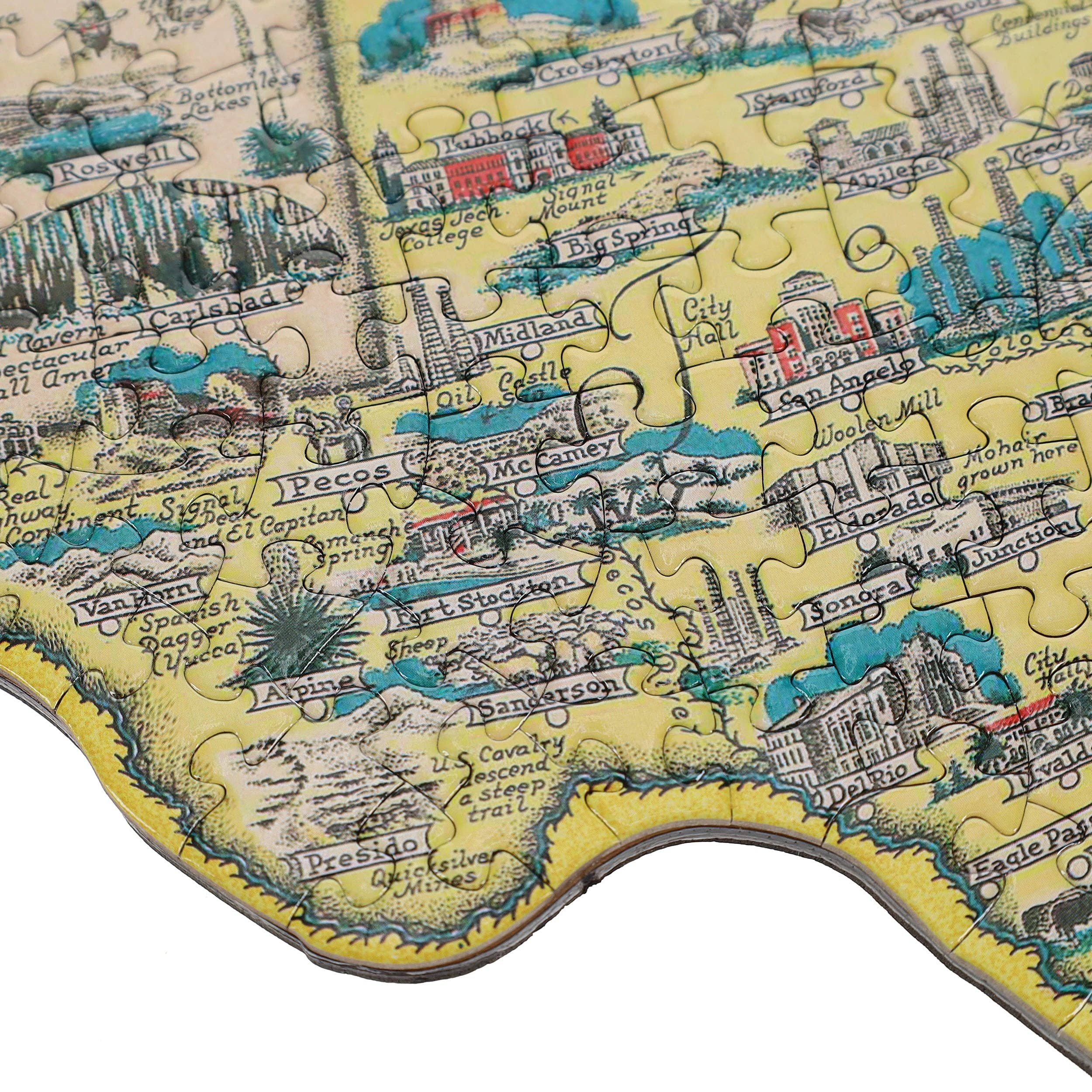 America the Wonderland 1,000-piece jigsaw puzzle showing southwest Texas towns and landmarks.