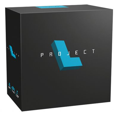 Project L board game box with a blue L-shaped block on the cover.