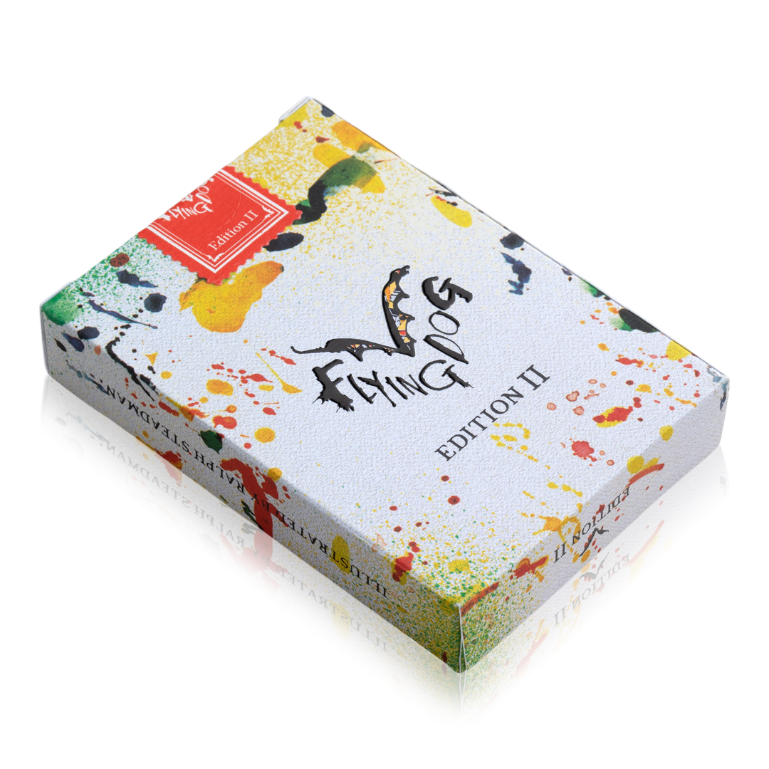 Flying Dog, Edition 2 playing cards in a paint splatter box.